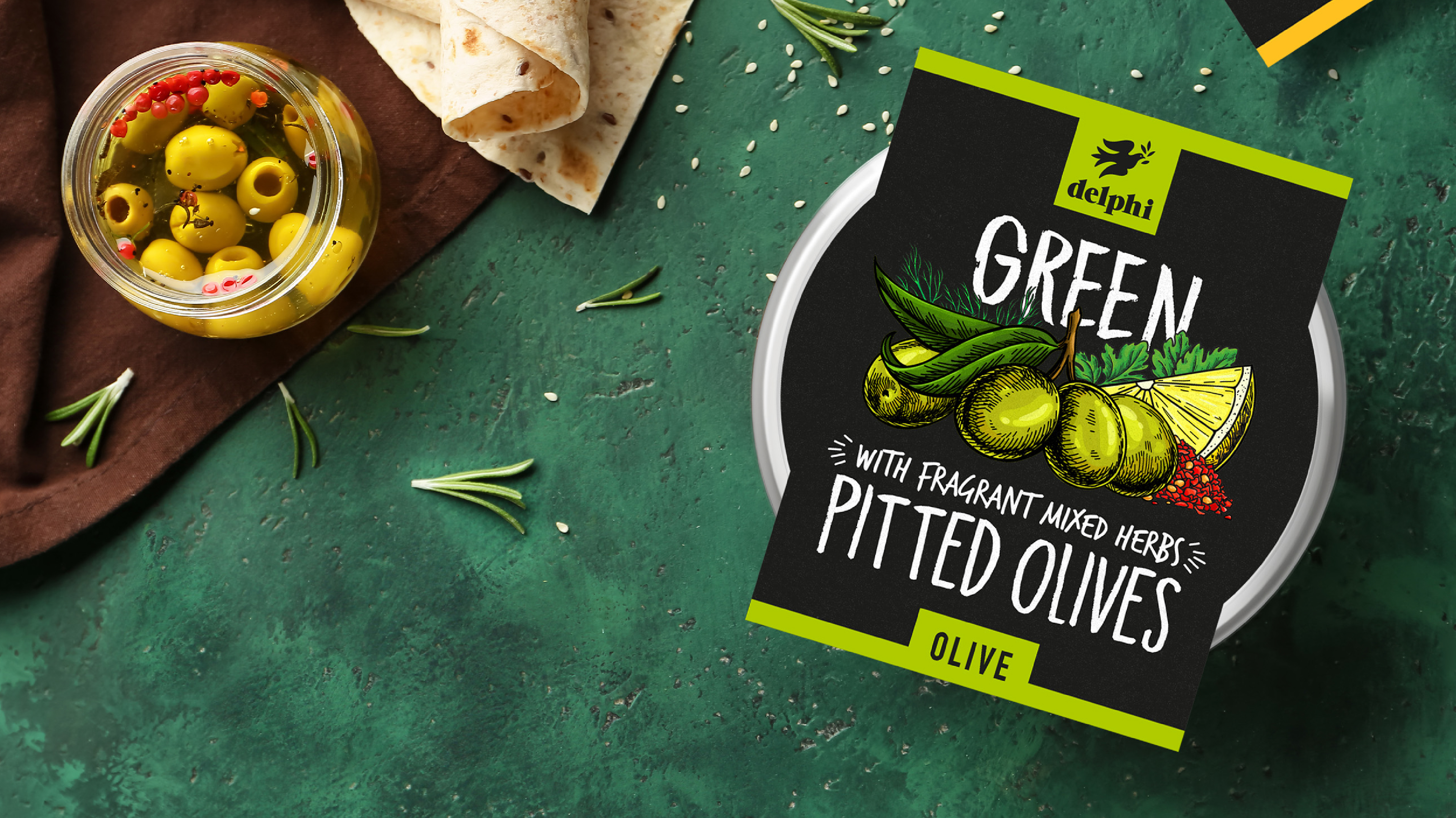 Delphi Green pitted olives